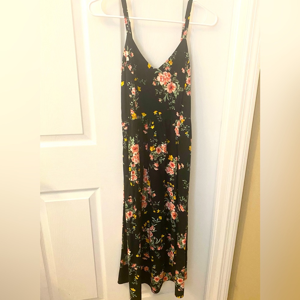 Old Navy black floral maxi dress